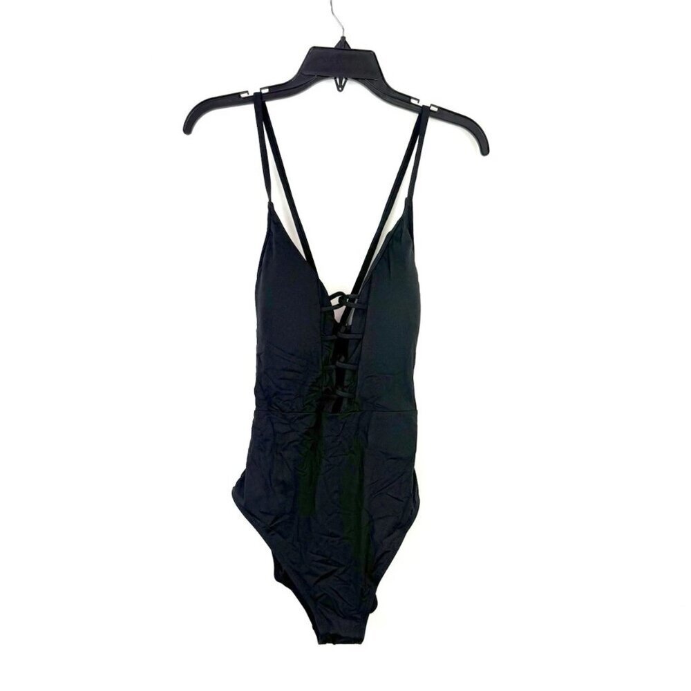 La Blanca Women’s Black V Neck One Piece Swimsuit Size 12